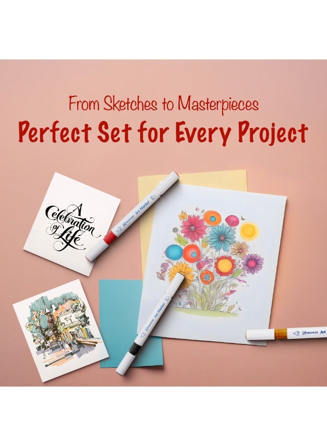 Neomate Alcohol Markers Set | 48 Colors Double-Tipped Chisel & Fine Alcohol-Based Markers | Non-Toxic For Kids & Adults | Ideal For Coloring, Illustration & Art Class Multicolor - Image 5